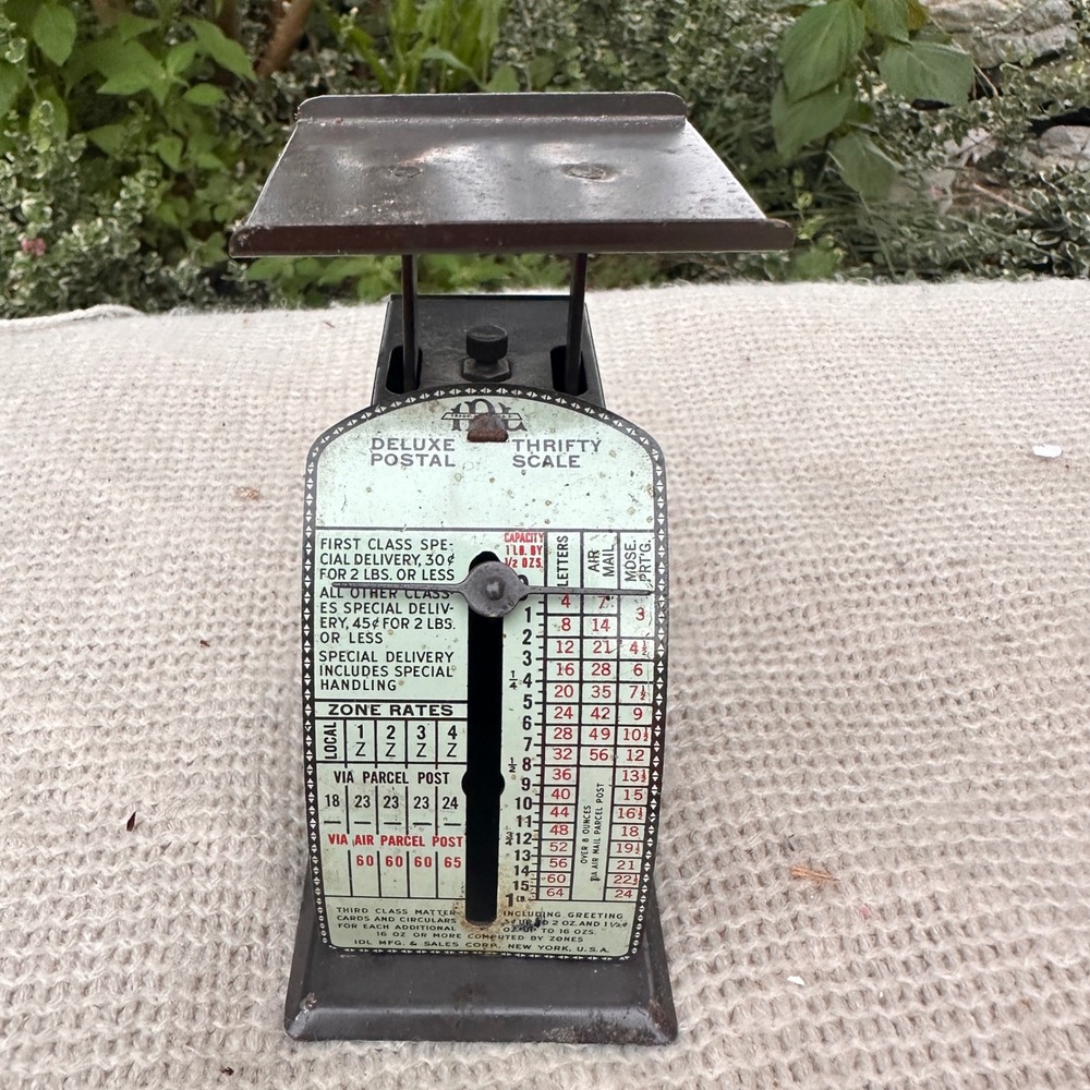 IDL Deluxe Thrifty Postal Scale Vintage Green Metal Industrial Office Farmhouse